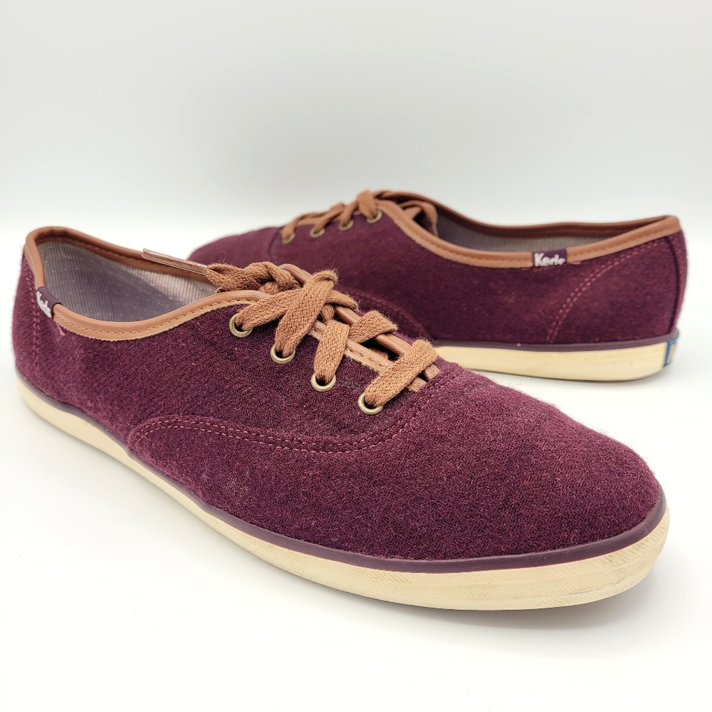 Keds Champion Wool Blend Burgundy Red Lace up Casual Sneakers Shoes Women's 9.5